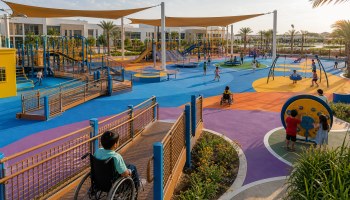 Inclusive SEN sensory outdoor play area with wheelchair access designed by Moon Kids