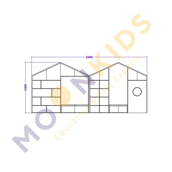 House Shape Shelving Unit with Seating