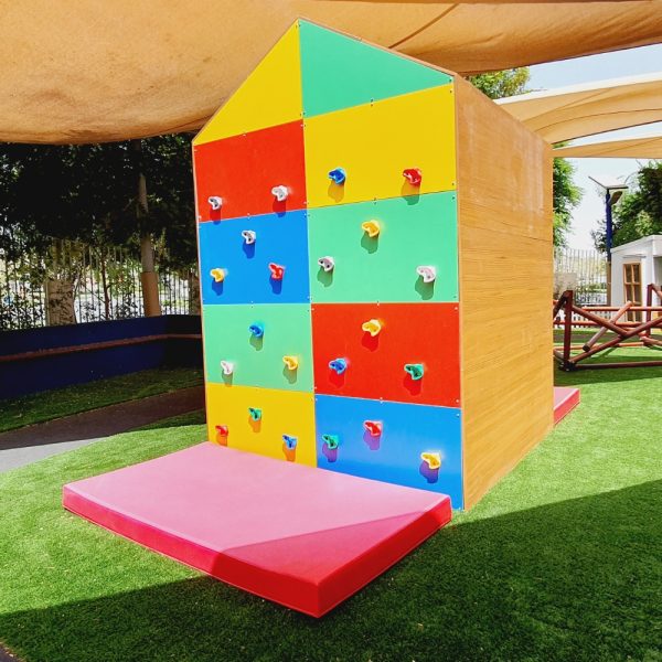 Timber house with 2 sided Climbing Wall