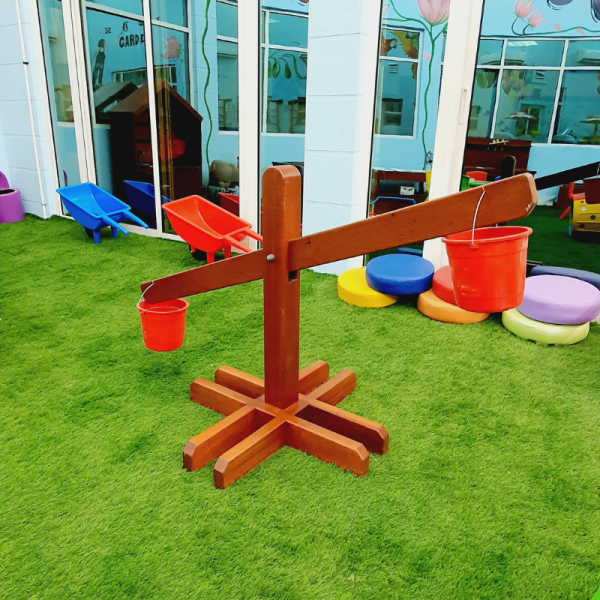 Giant Wooden Outdoor Scale And Buckets
