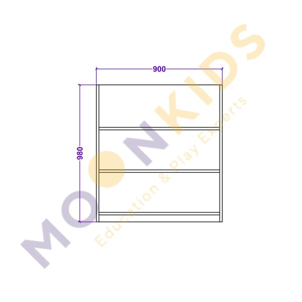 Open 3 Shelf Unit With Acrylic Mirror on Back