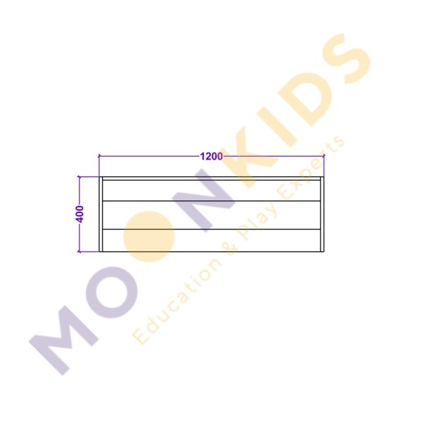 Open 3 Shelf Unit With Magnetic Board on Back