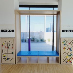 Window Seating With Open Shelving & Soft Seating