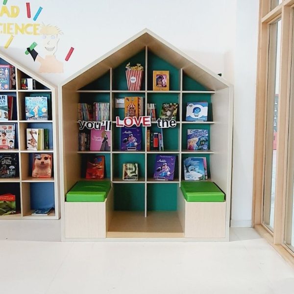 House Shape Shelving Unit With Bench Seating