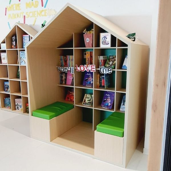 House Shape Shelving Unit With Bench Seating