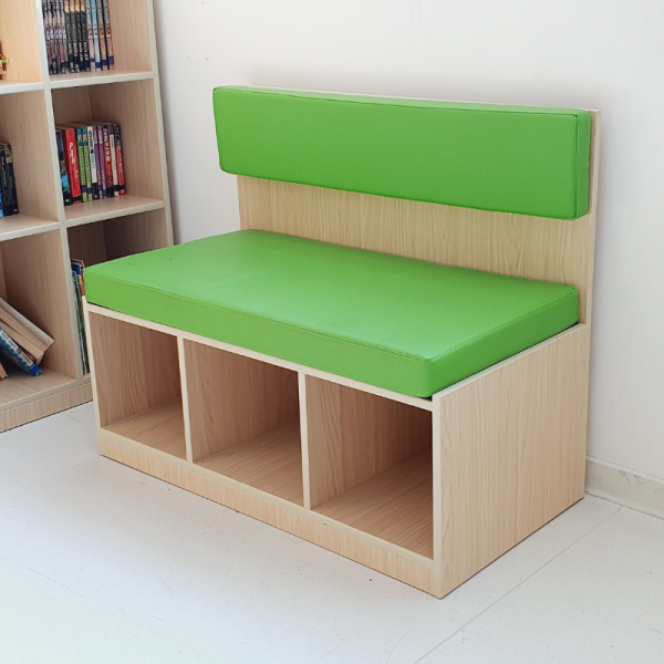 Bench Seating With Open Book Shelving