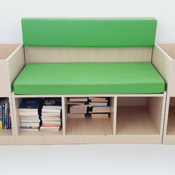 Bench Seating With Open Book Shelving