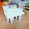 Small Work Bench & 4 Chair Set - White & Maple