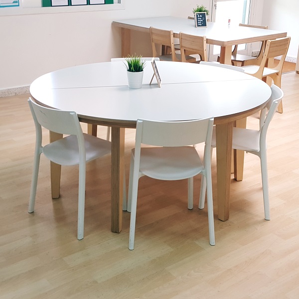 Moon Kids Semi Circle Table with Wooden Legs