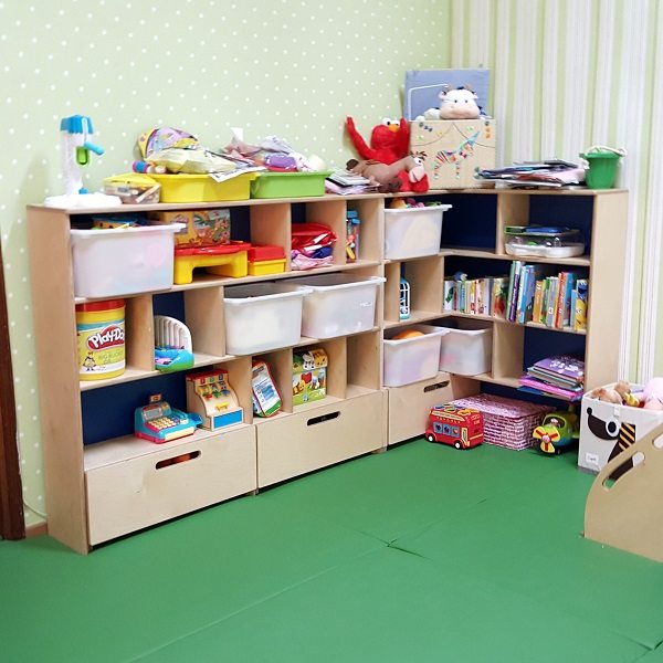 moon kids furniture L shaped display shelf
