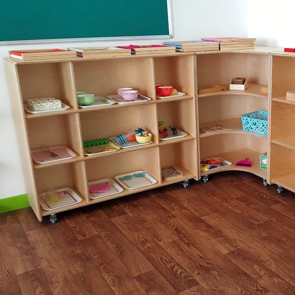 moon kids straight shelving unit with wheels