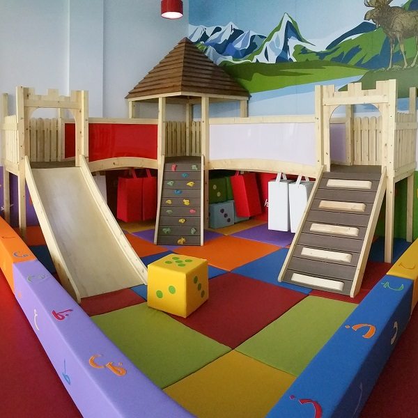 moon kids timber decorated climbing frame