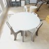 Round Table & 4 Chair Set - White